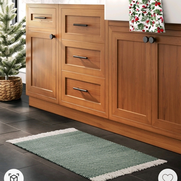 Threshold Indoor Handmade Flat Pile Rug, Green Area Rug, Bathroom Kitchen Rug - Picture 1 of 5